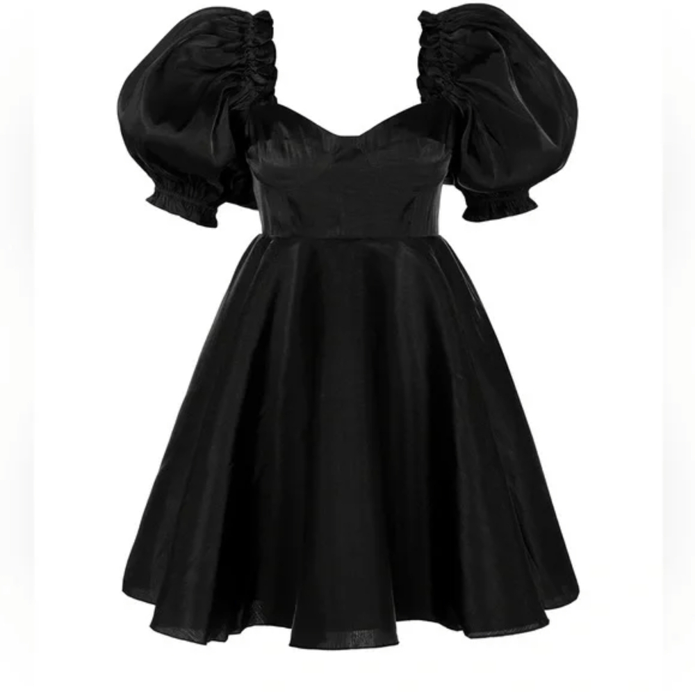 Selkie Black Swan Parliament Black Puff Sleeve Mini Dress